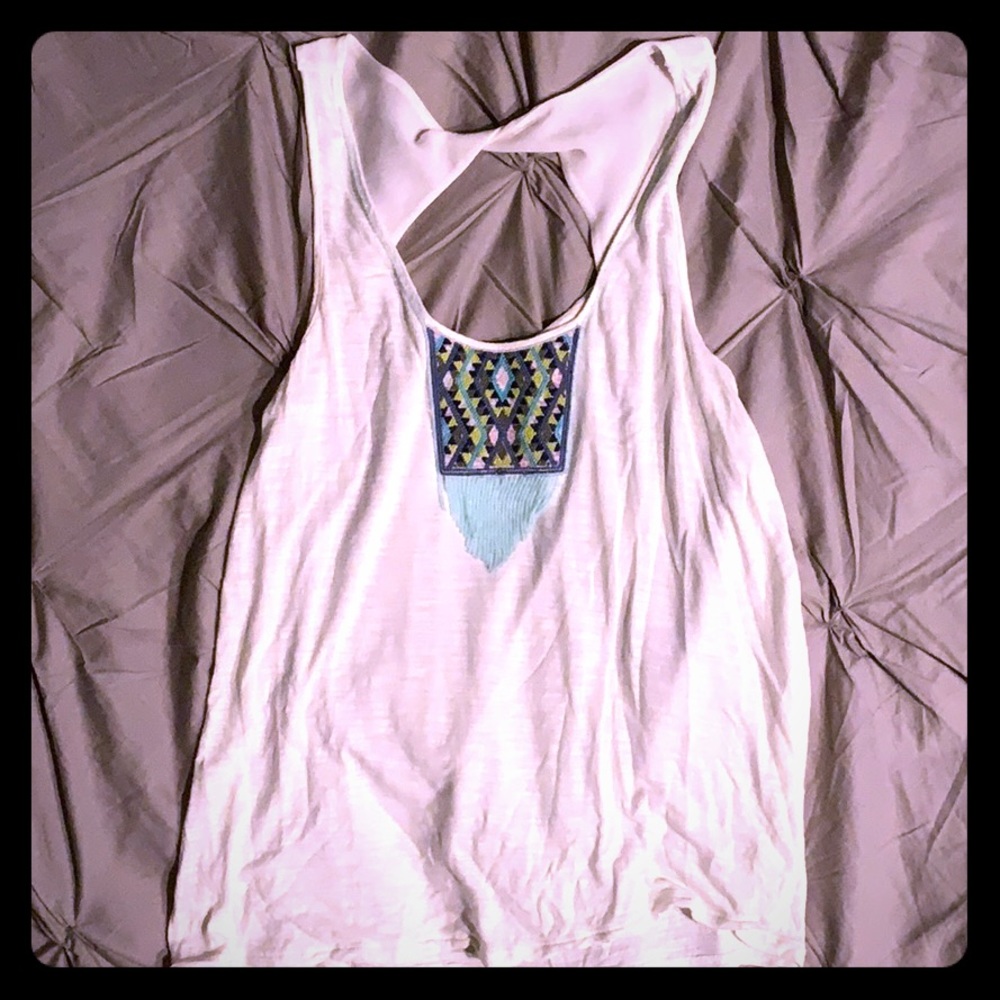 White Embroidered Tank